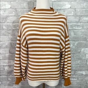 Line & Dot Marigold Mockneck Stripe Sweater